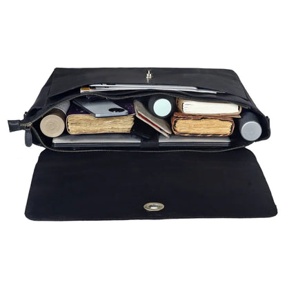 CAPTAIN BLACK LEATHER MESSENGER BAG