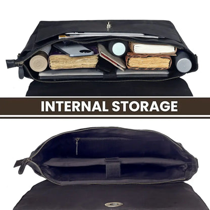 CAPTAIN BLACK LEATHER MESSENGER BAG