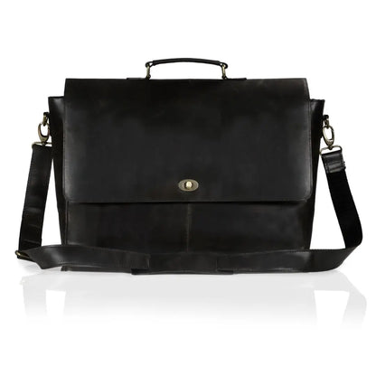 CAPTAIN BLACK LEATHER MESSENGER BAG