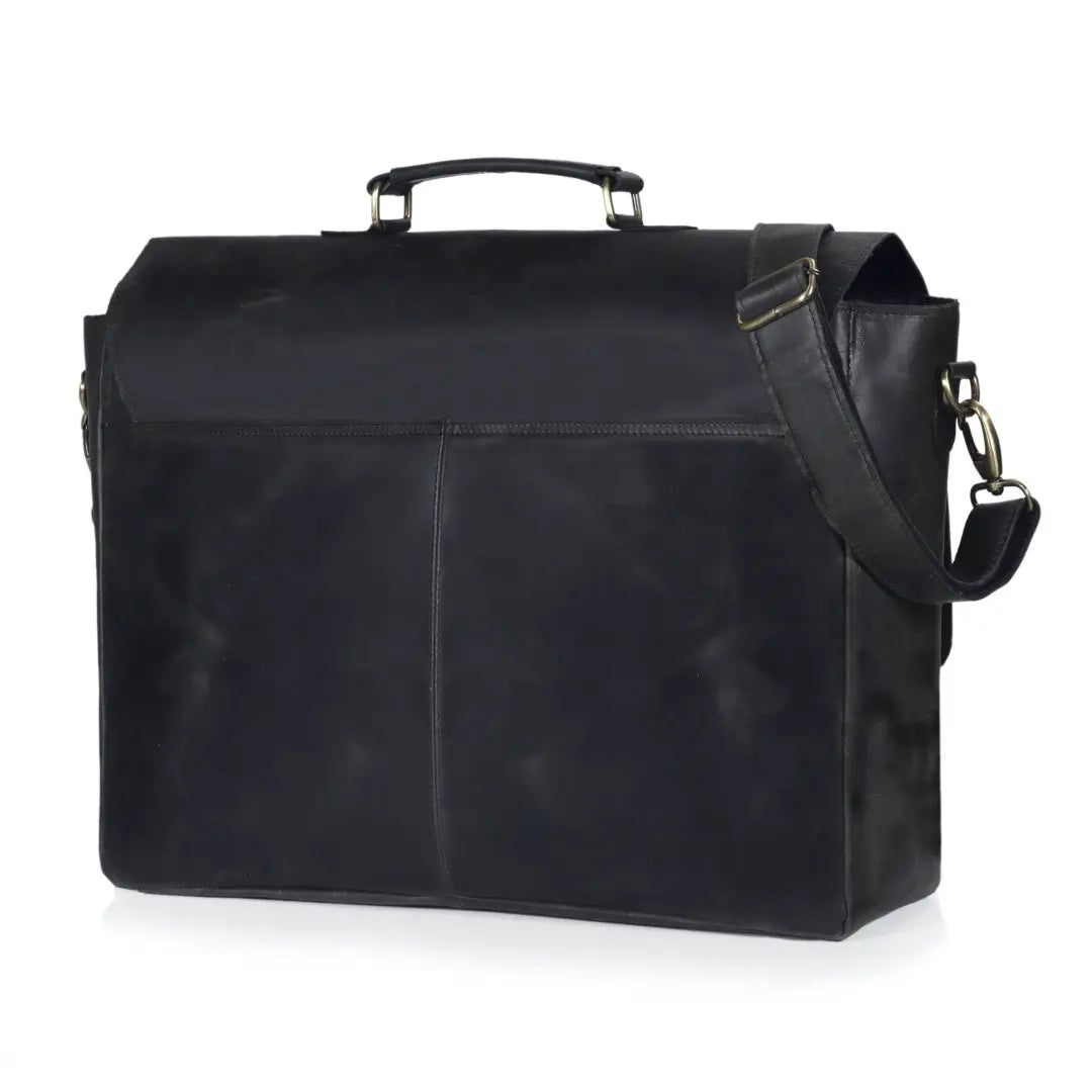 CAPTAIN BLACK LEATHER MESSENGER BAG