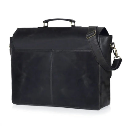 CAPTAIN BLACK LEATHER MESSENGER BAG