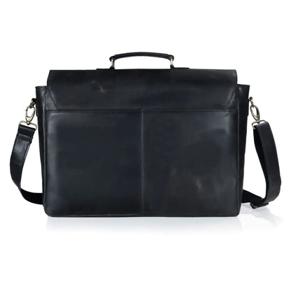 CAPTAIN BLACK LEATHER MESSENGER BAG