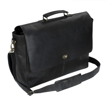 CAPTAIN BLACK LEATHER MESSENGER BAG