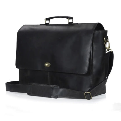 CAPTAIN BLACK LEATHER MESSENGER BAG