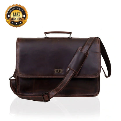 CAPTAIN BROWN LEATHER MESSENGER BAG