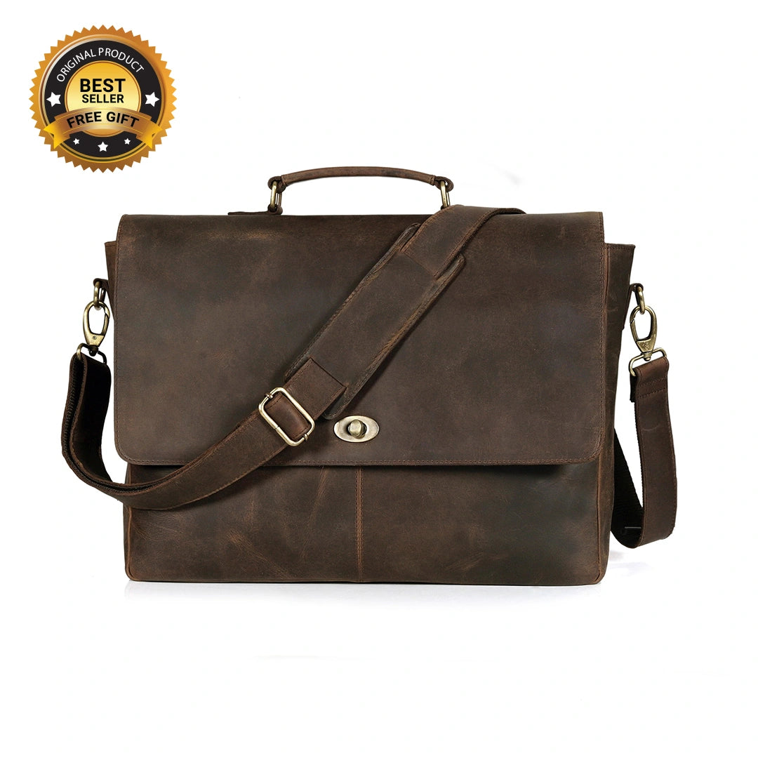 CAPTAIN VINTAGE BROWN LEATHER MESSENGER BAG