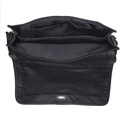 Captain Onyx Black Leather Messenger Bag