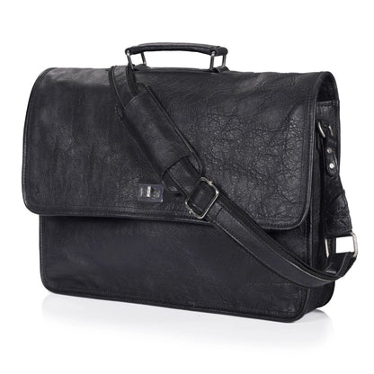 Captain Onyx Black Leather Messenger Bag