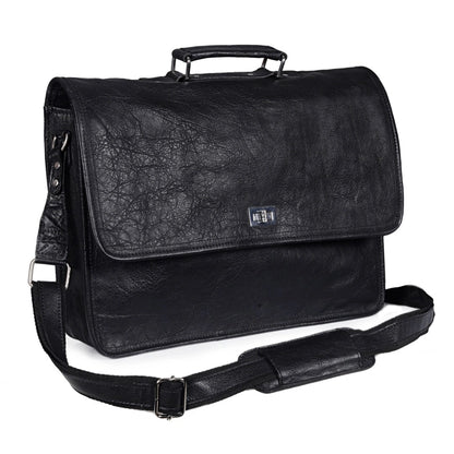 Captain Onyx Black Leather Messenger Bag