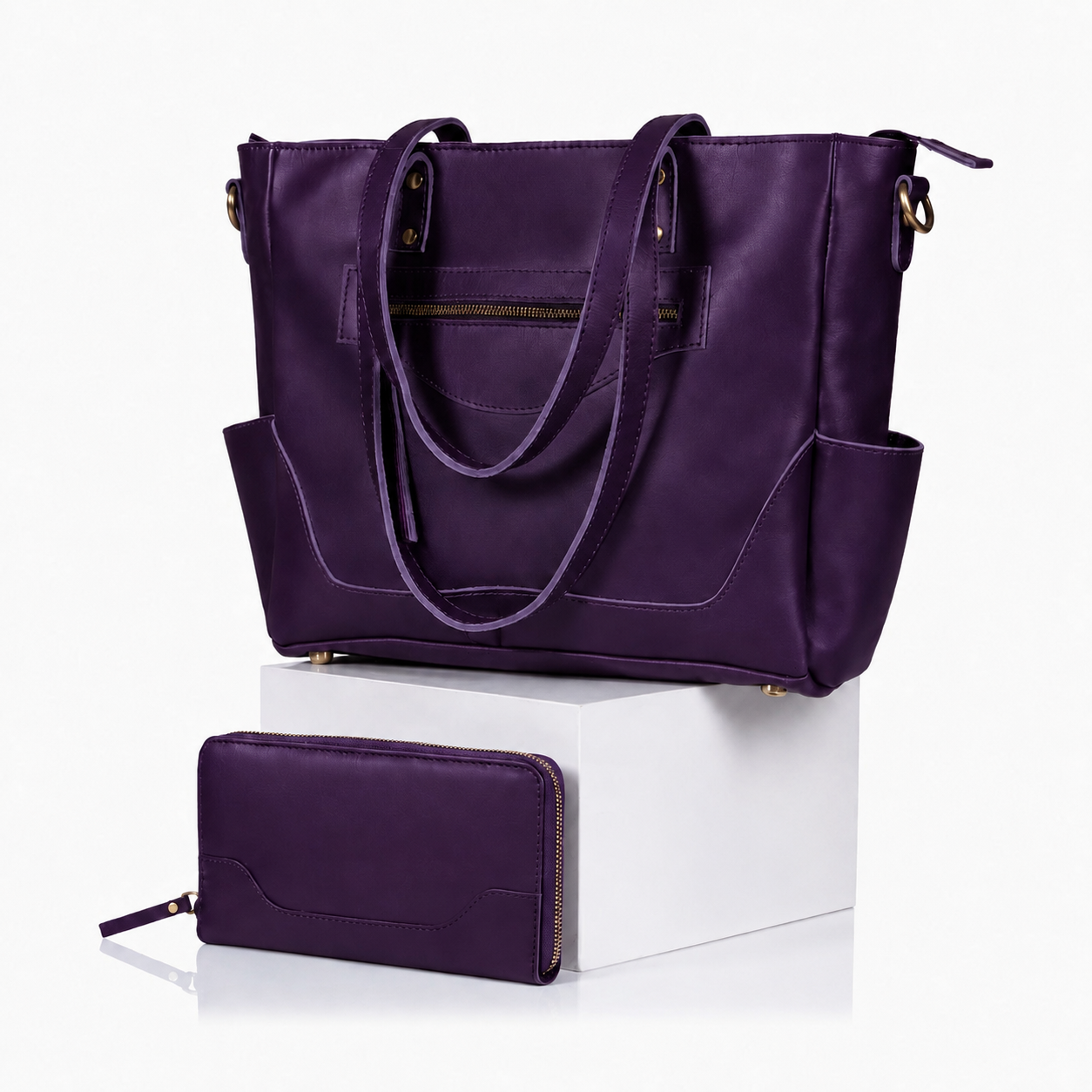 Portland Buffalo Leather Almost Perfect Tote Bag - Purple
