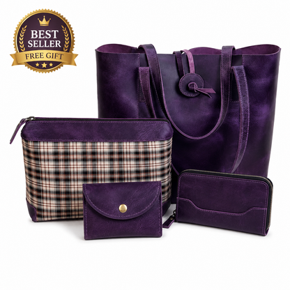 Verona Leather Tote Bag Combo - Purple