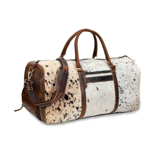 Unisex Cowhide Leather Duffel Bag | Travel Weekender Bag