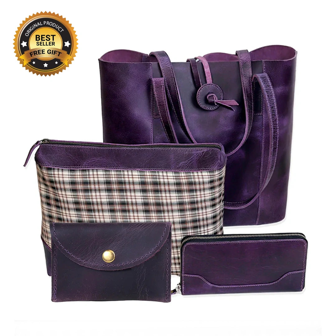 Denver Leather Bag Combo - Purple