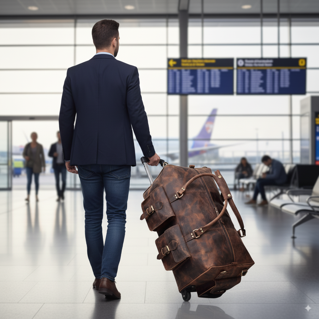 WHEELY LEATHER DUFFLE BAG
