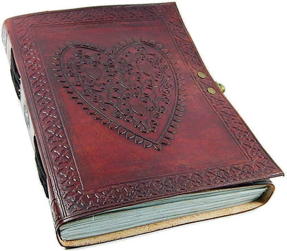 Vintage Heart Embossed Leather Journal