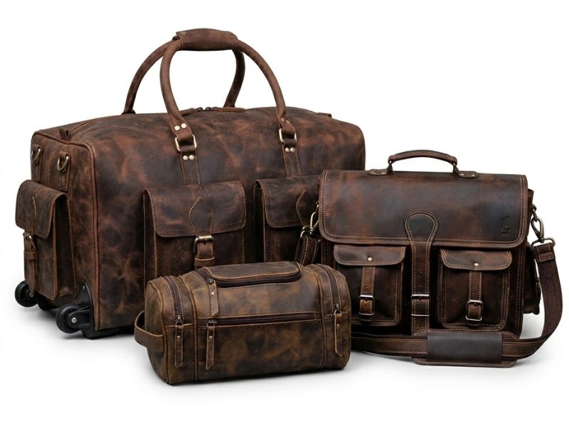 WHEELY LEATHER DUFFLE COMBO SET
