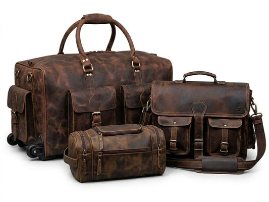 WHEELY LEATHER DUFFLE COMBO SET