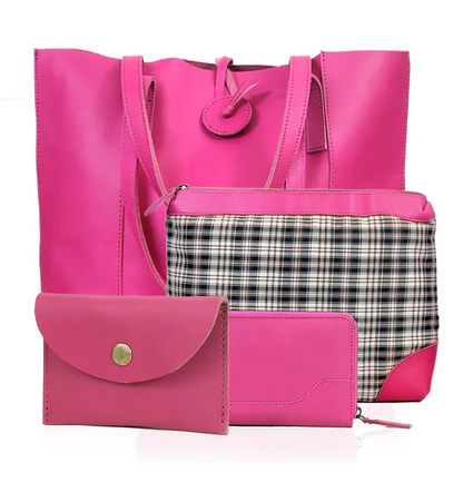 Denver Leather Bag Combo - Pink