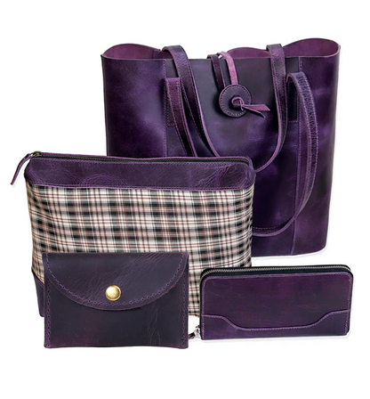 Denver Leather Bag Combo - Purple