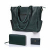 Portland Buffalo Leather Crossbody Laptop Tote Bag Combo - Green
