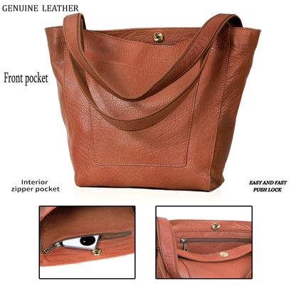 Almost Perfect Leather Tote Bag - Tan