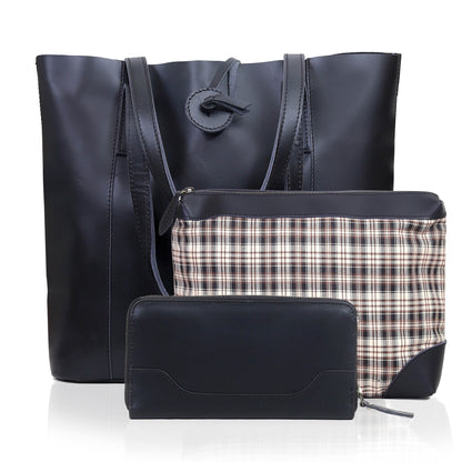 DENVER LEATHER TOTE BAG - BLACK