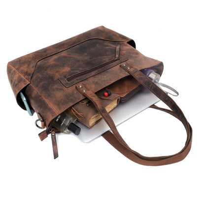 Portland Buffalo Leather Almost Perfect Tote Bag Combo - Vintage Brown