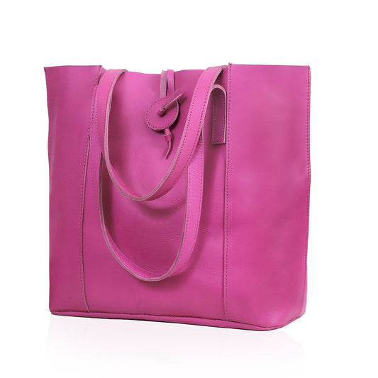 Verona Leather Tote Bag for Women - Pink