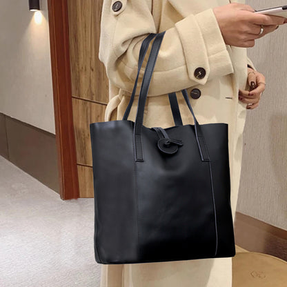 DENVER LEATHER TOTE BAG - BLACK