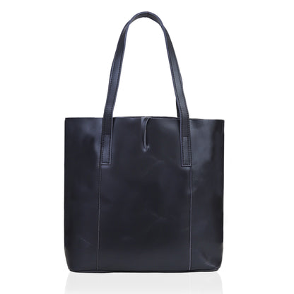 DENVER LEATHER TOTE BAG - BLACK
