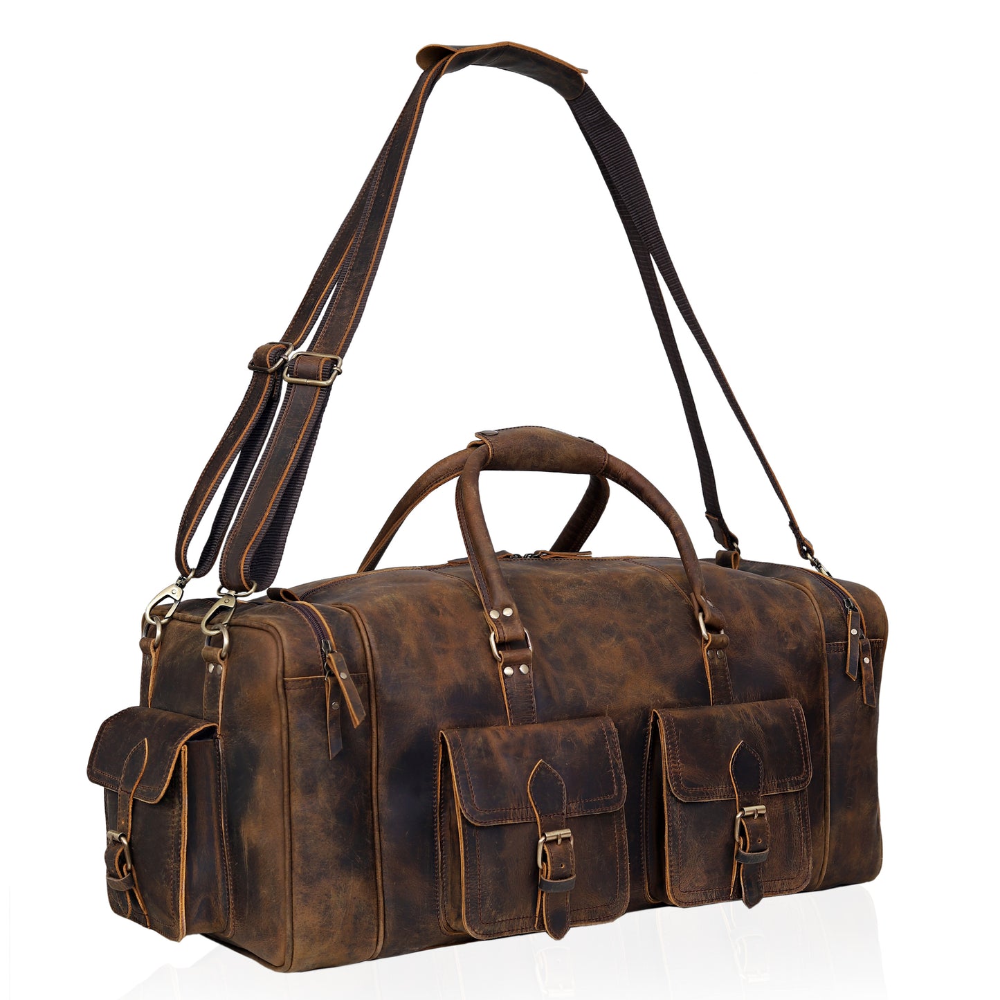 OPALLUXE LEATHER DUFFEL BAG VINTAGE BROWN