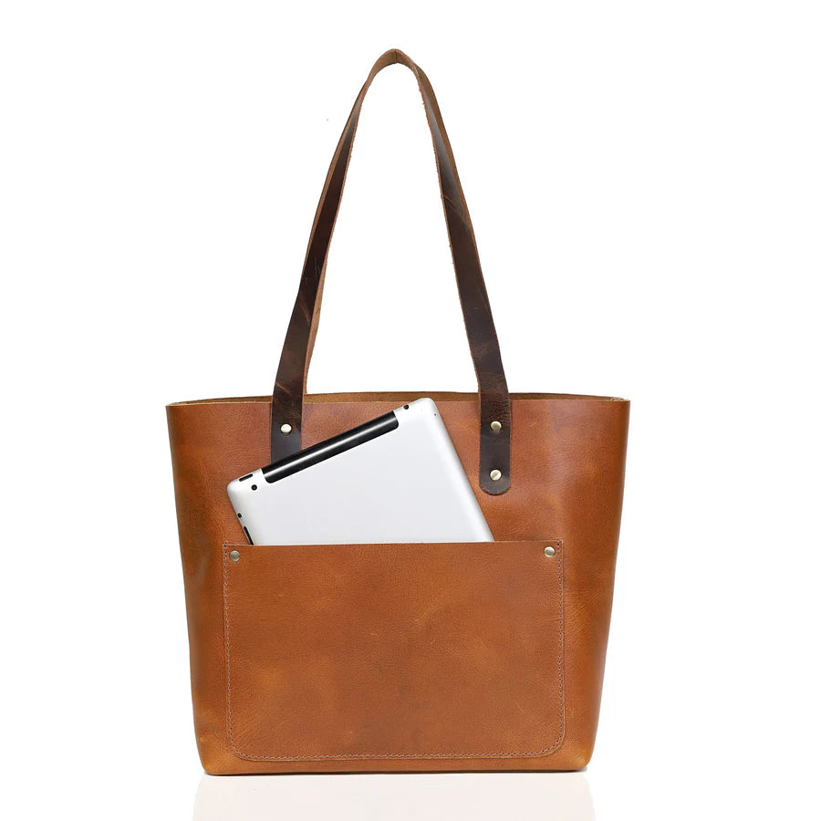 TAN BELLA BUFFALO LEATHER TOTE BAG