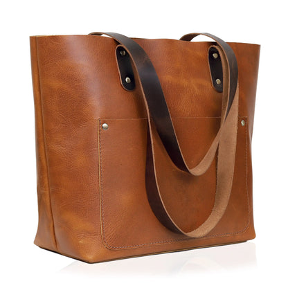 BELLA BUFFALO LEATHER TOTE BAG TAN