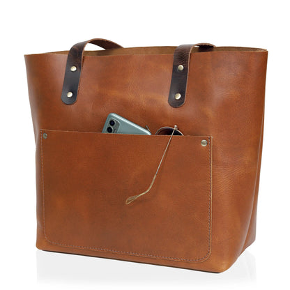 BELLA BUFFALO LEATHER TOTE BAG TAN