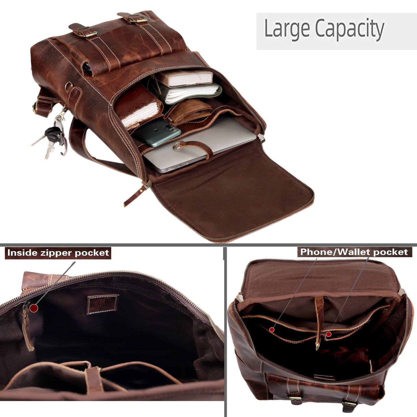 MADISON LEATHER BACKPACK BROWN