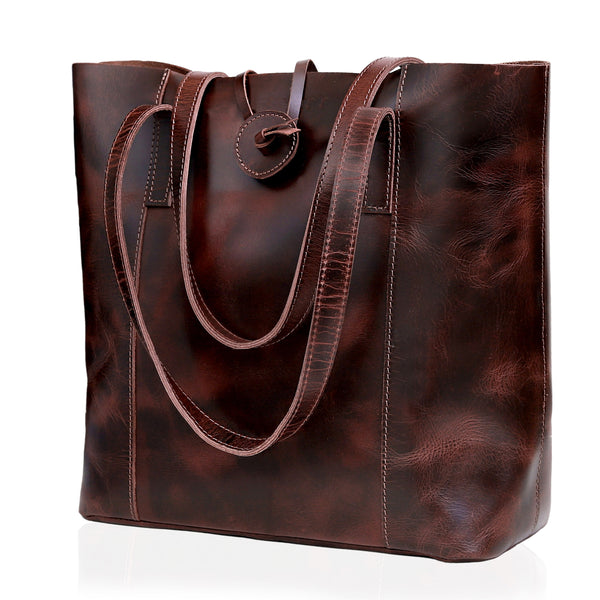 Ensemble sac cabas en cuir Verona pour femme - Bordeaux