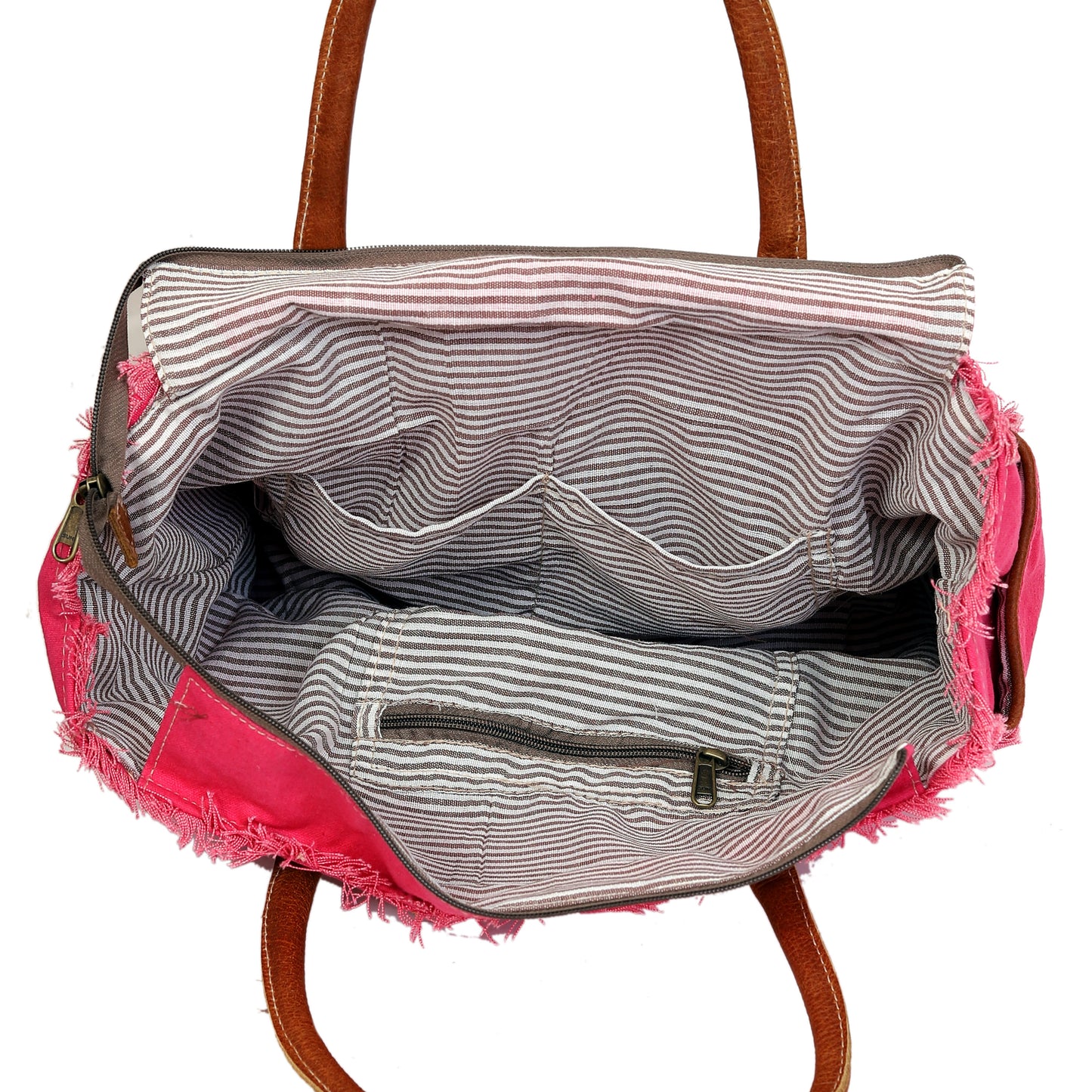 Shannon Upcycled Canvas Leather Tote Bag Pink