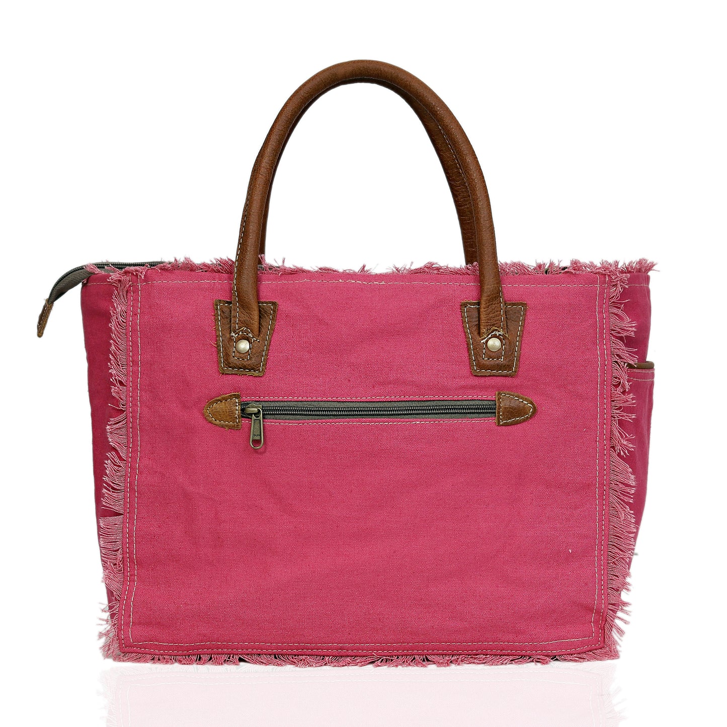 Shannon Upcycled Canvas Leather Tote Bag Pink