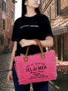 Shannon Upcycled Canvas Leather Tote Bag Pink