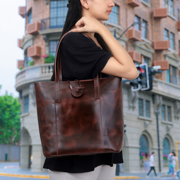 Sac cabas en cuir Verona pour femme - Bordeaux