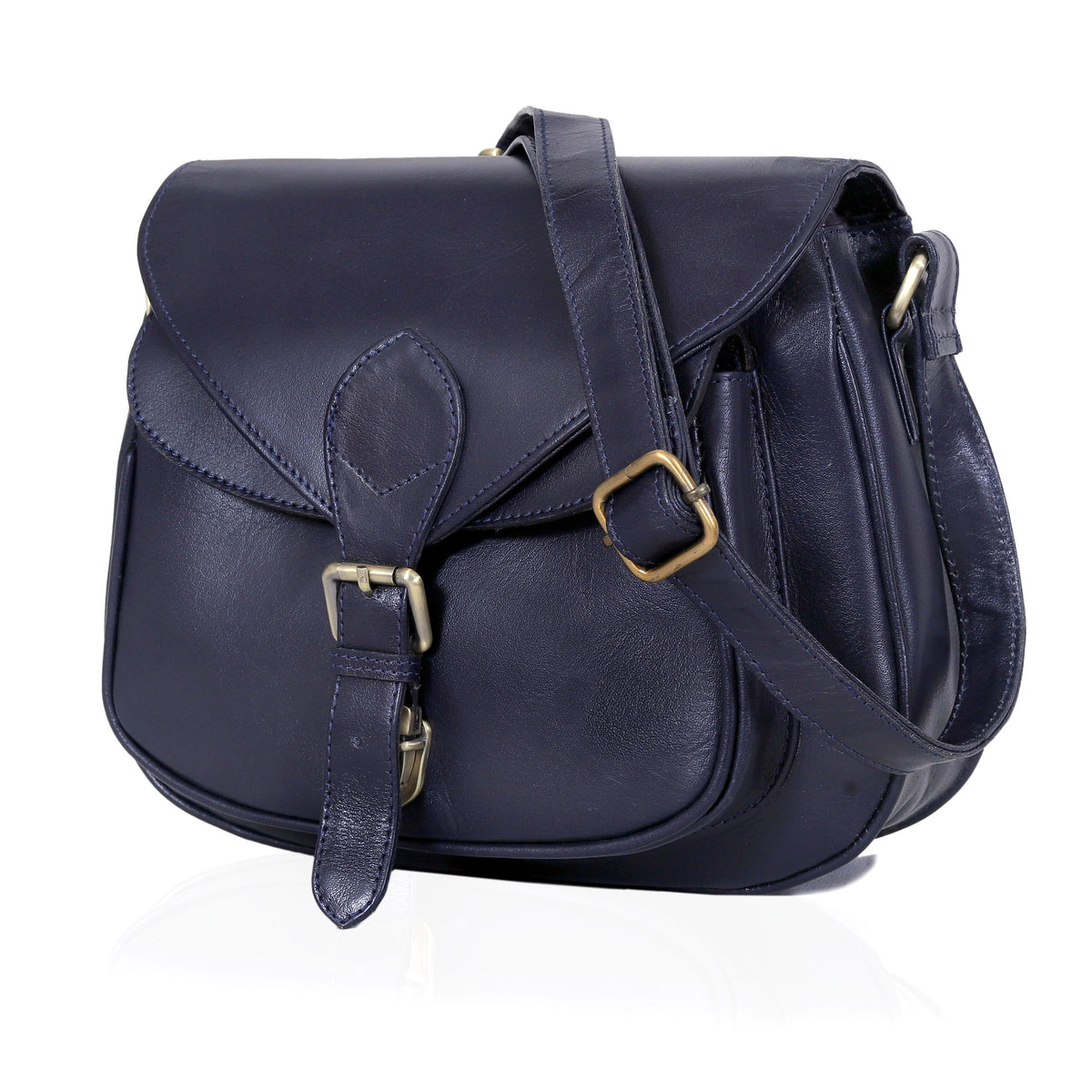 Moon Leather Crossbody Bag - Blue