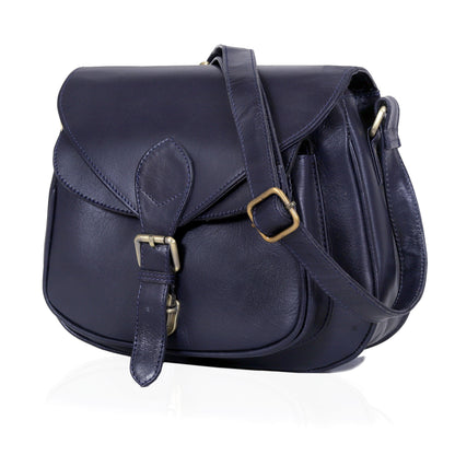 Moon Leather Crossbody Bag - Blue