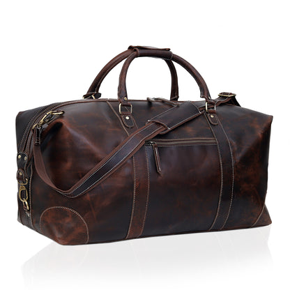 FRENCH LEATHER DUFFEL BAG MEN - BROWN