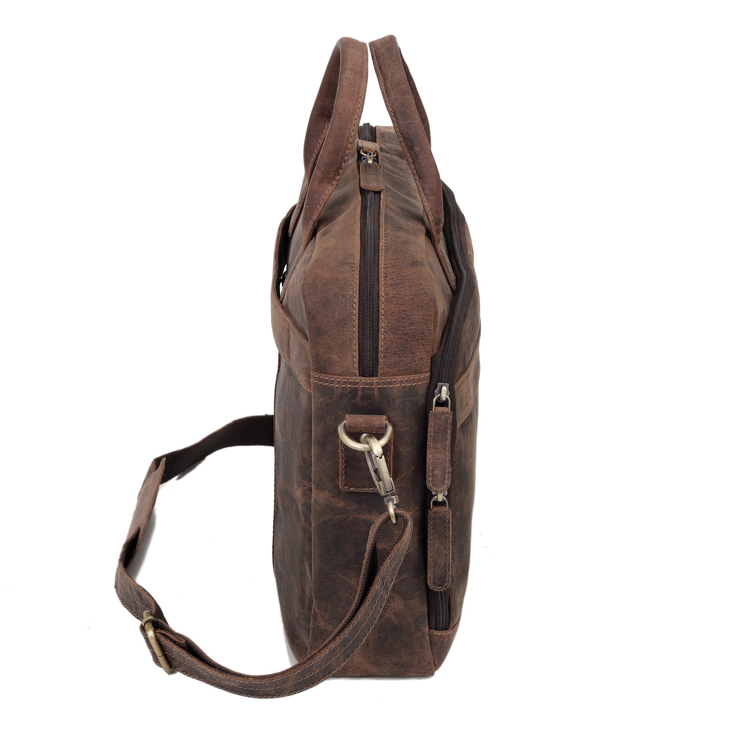 AUSTIN LAPTOP LEATHER BRIEFCASE - VINTAGE BROWN