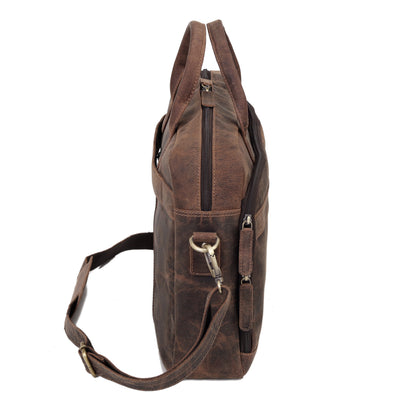 AUSTIN LAPTOP LEATHER BRIEFCASE - VINTAGE BROWN