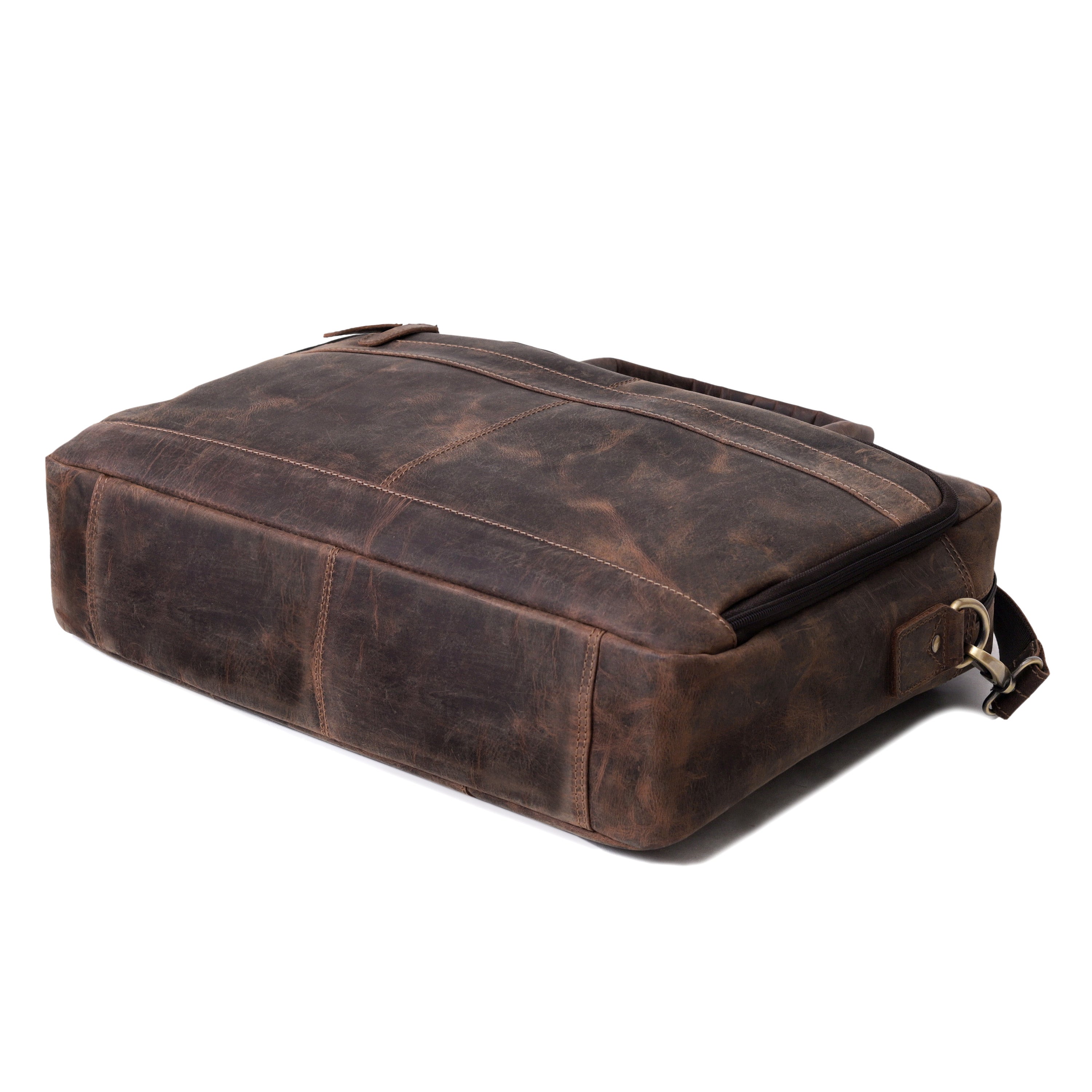 AUSTIN LAPTOP LEATHER BRIEFCASE - VINTAGE BROWN
