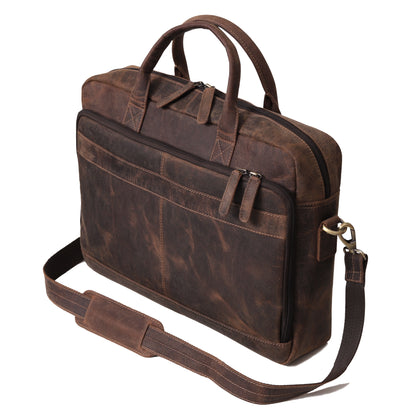 AUSTIN LAPTOP LEATHER BRIEFCASE - VINTAGE BROWN