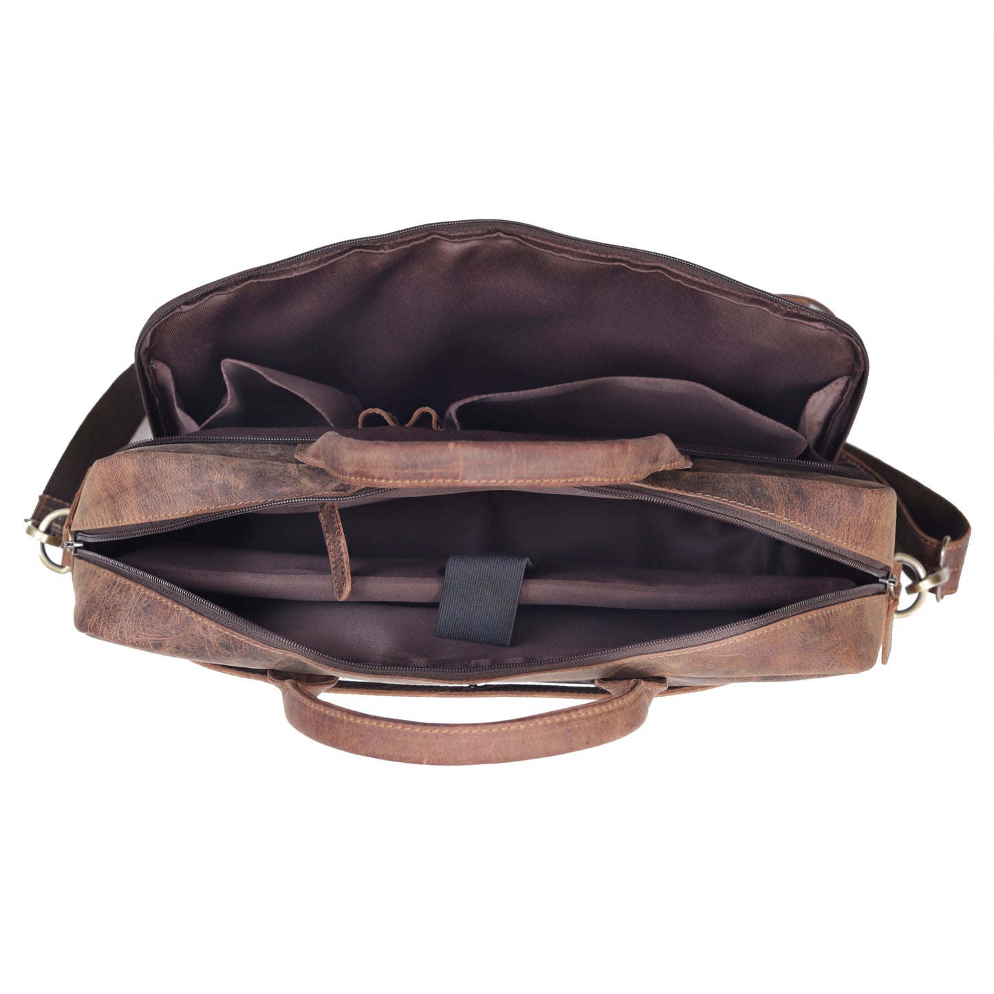 AUSTIN LAPTOP LEATHER BRIEFCASE - VINTAGE BROWN
