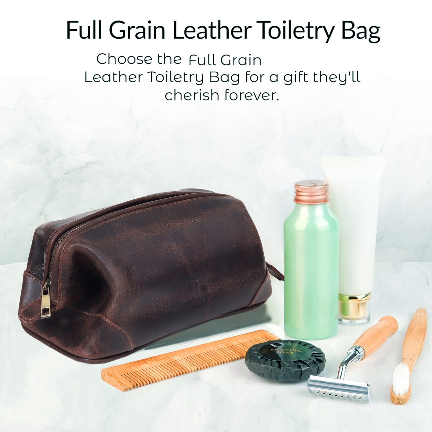 Euphrates Leather Toiletry & Large Dopp Kit