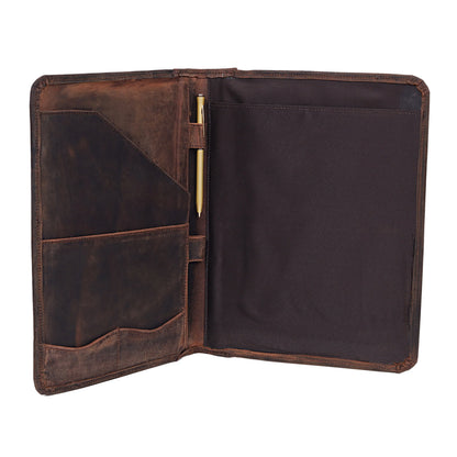 Premium Full-Grain Leather Padfolio with Pockets